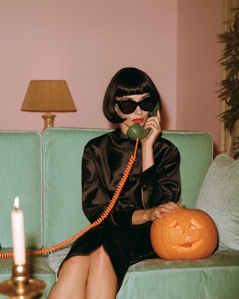 Hello Pumpkin, Halloween art print by Misprint. She will call you back. Probably never.