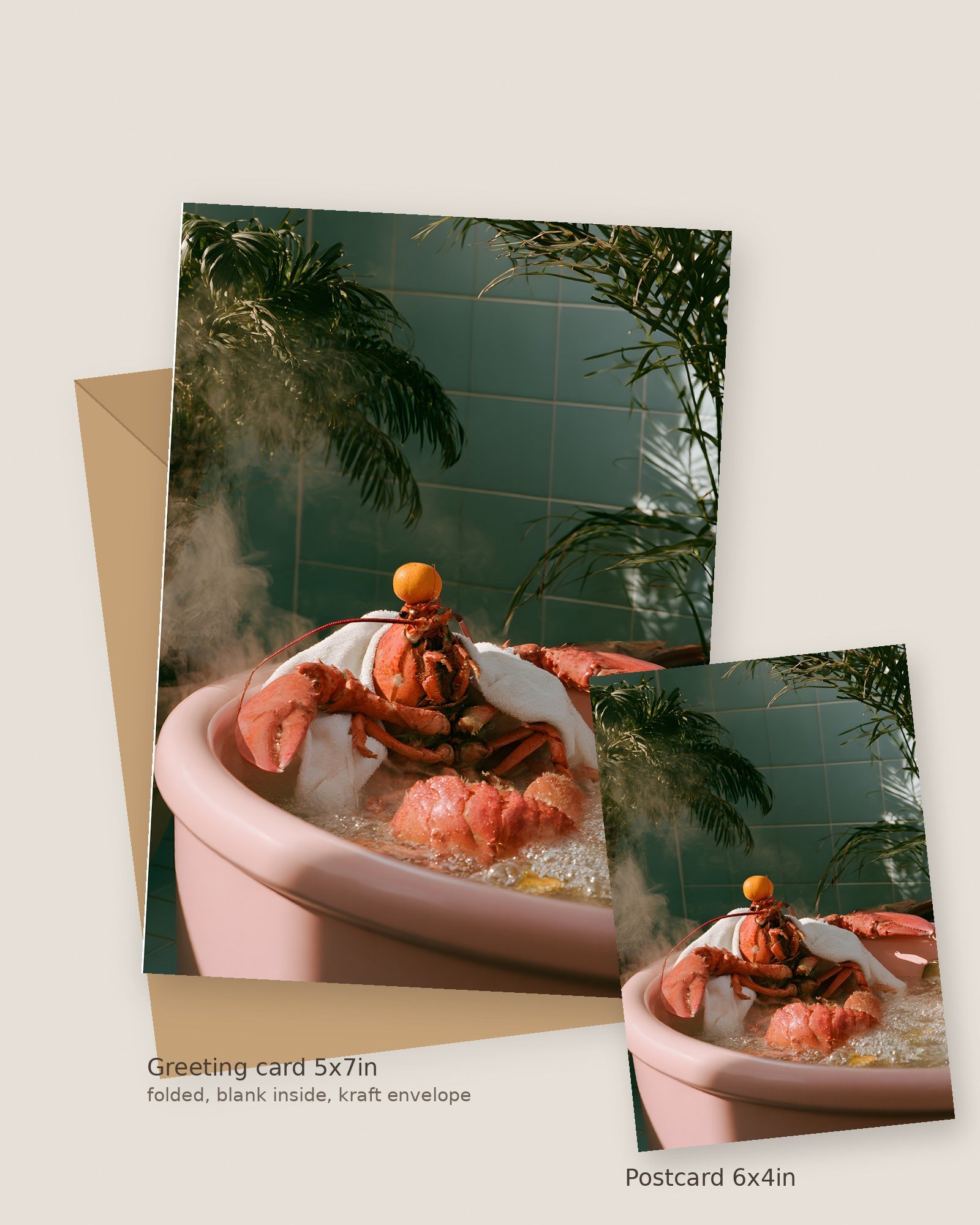 Hot Tub Lobster Greeting Card & Postcard